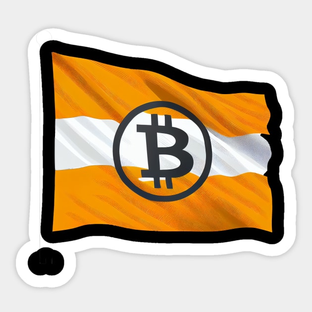 Bitcoin Flag Waving Sticker by About Passion